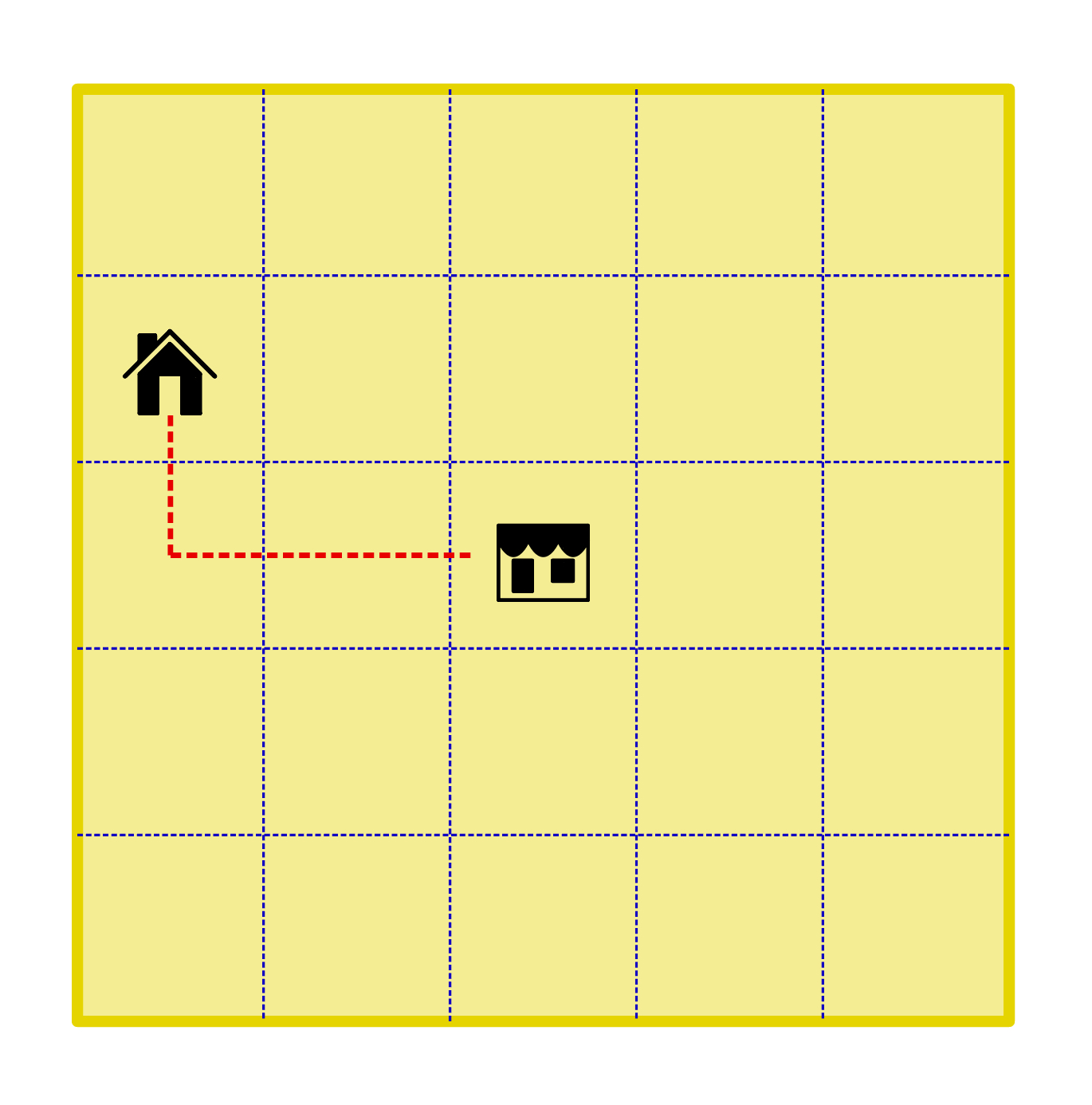 Diagram of one shop and its 800 metre walking catchment across a low-density suburb, reaching only a small part of the area